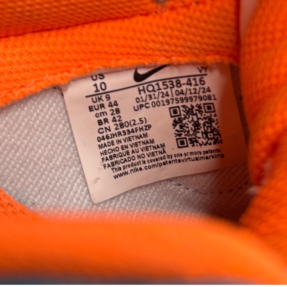 Nike Dunk Low SE Mens 10 Baltic Blue Total Orange Sneakers HQ1538-416 - Picture 7 of 7